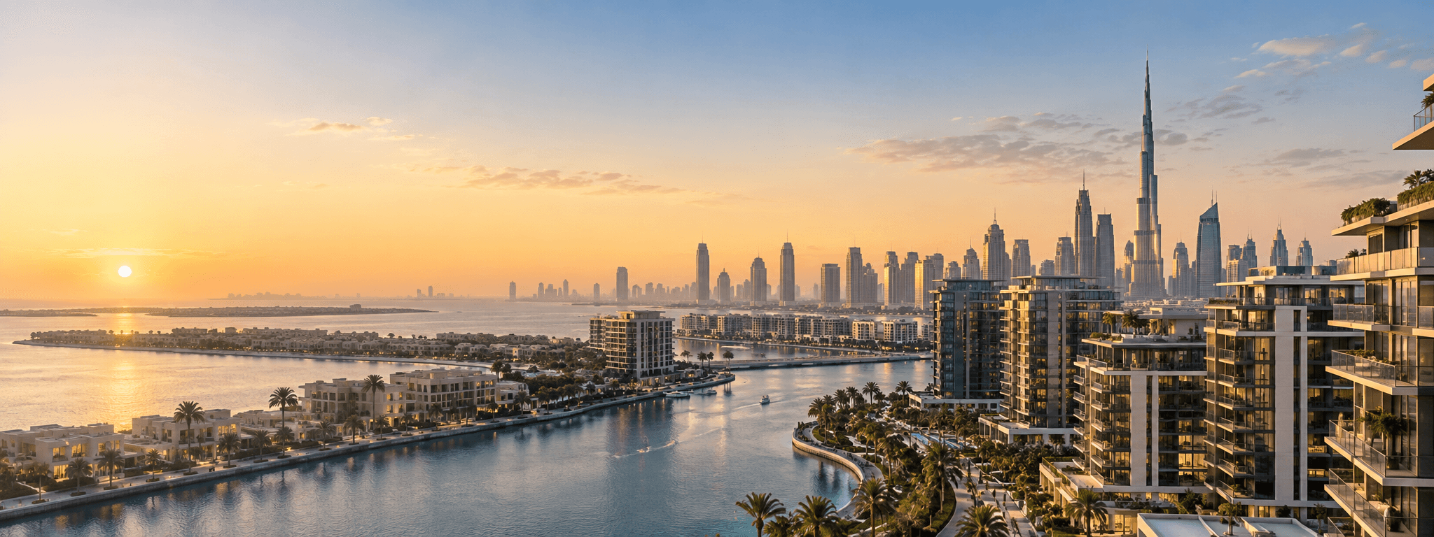 Dubai skyline and premium waterfront residential architecture